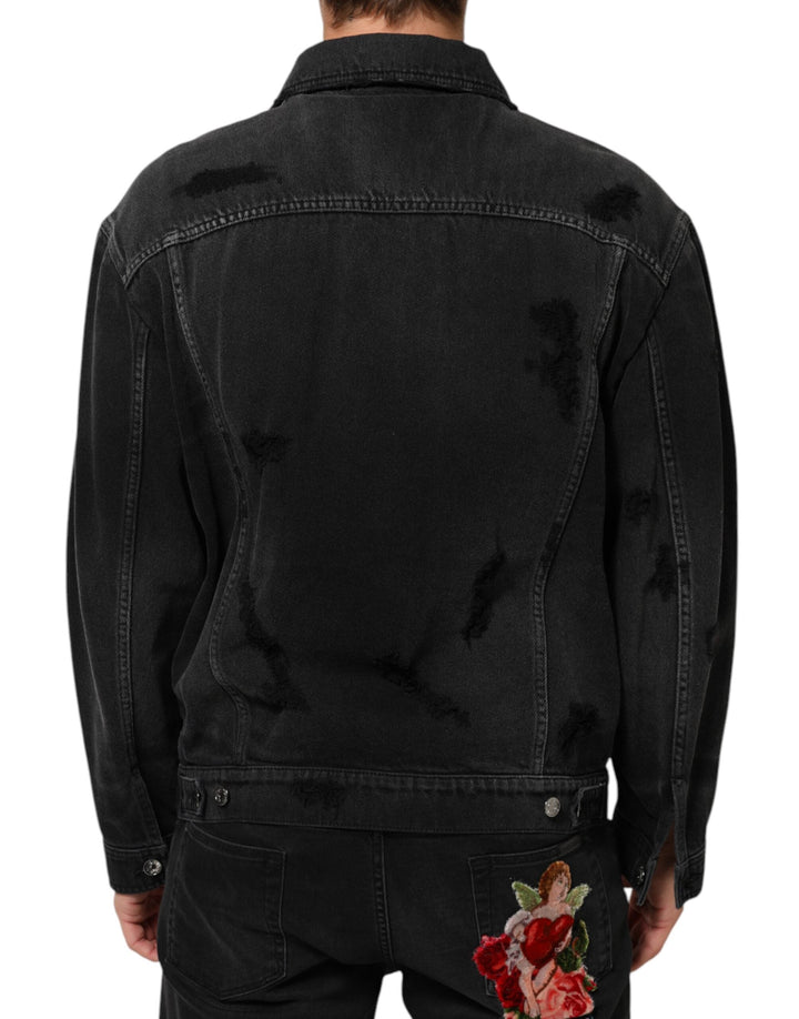 Men’s Dolce &amp; Gabbana Black Cotton Stretch Denim Blouson Jacket