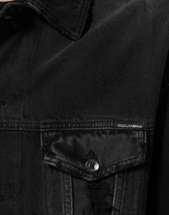 Men’s Dolce &amp; Gabbana Black Cotton Stretch Denim Blouson Jacket