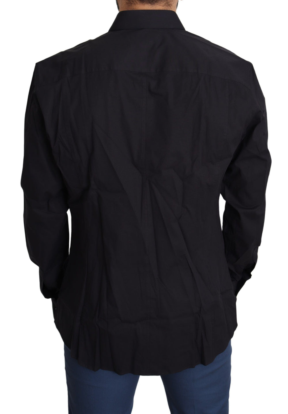 Men’s Dolce & Gabbana Black Cotton Stretch Dress Sicilia Shirt