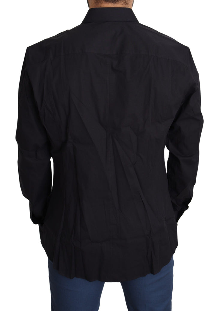 Men’s Dolce &amp; Gabbana Black Cotton Stretch Dress Sicilia Shirt