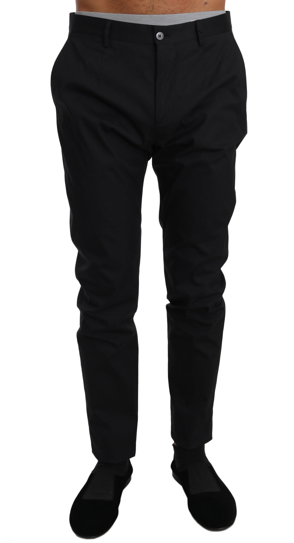 Men’s Dolce & Gabbana Black Cotton Stretch Formal Trousers Pants