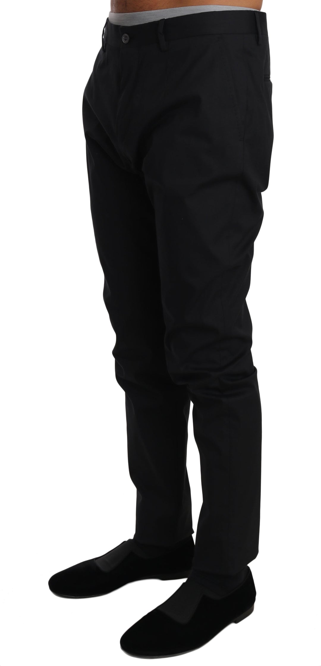 Men’s Dolce &amp; Gabbana Black Cotton Stretch Formal Trousers Pants