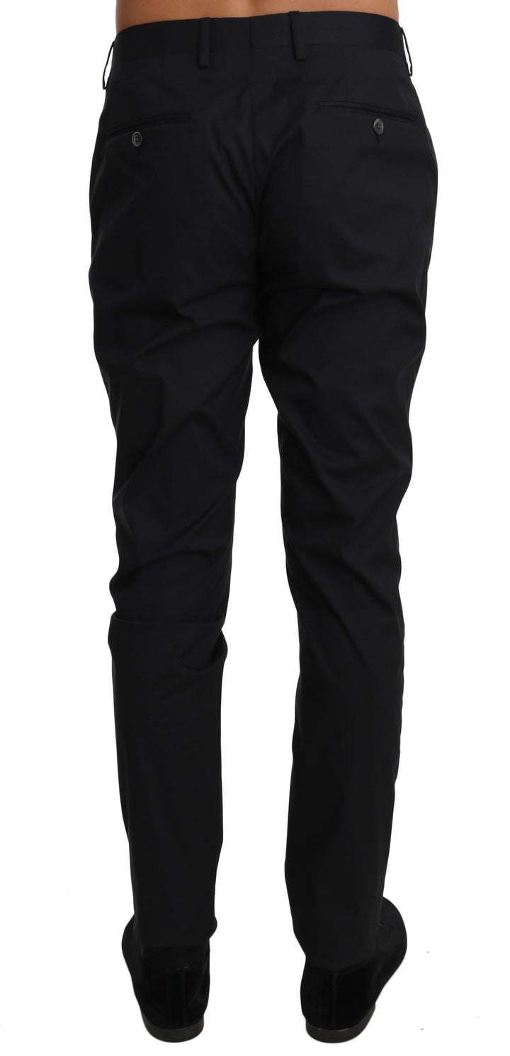 Men’s Dolce &amp; Gabbana Black Cotton Stretch Formal Trousers Pants