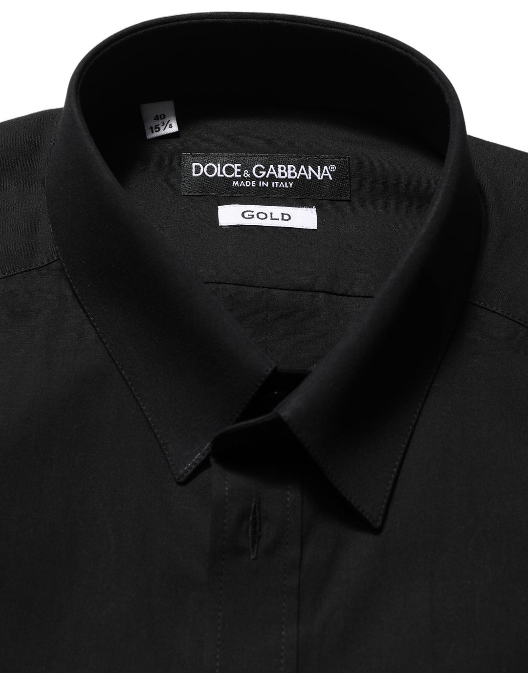 Dolce & Gabbana Black Cotton Stretch Gold Fit Dress Shirt