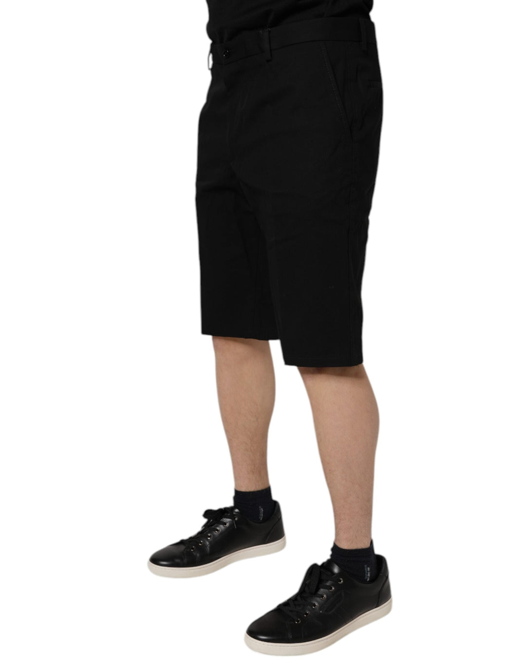 Men’s Dolce &amp; Gabbana Black Cotton Stretch Mid Waist Bermuda Shorts