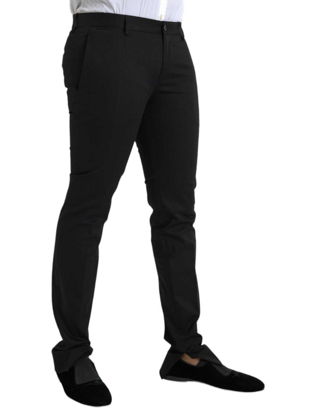 Men’s Dolce &amp; Gabbana Black Cotton Stretch Skinny Dress Pants