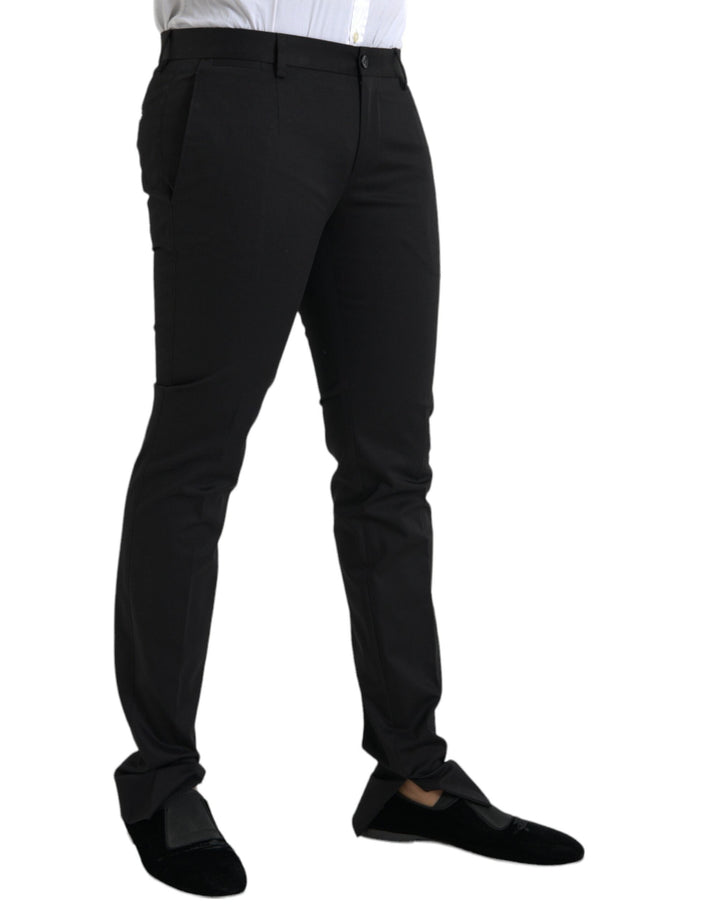 Men’s Dolce &amp; Gabbana Black Cotton Stretch Skinny Dress Pants