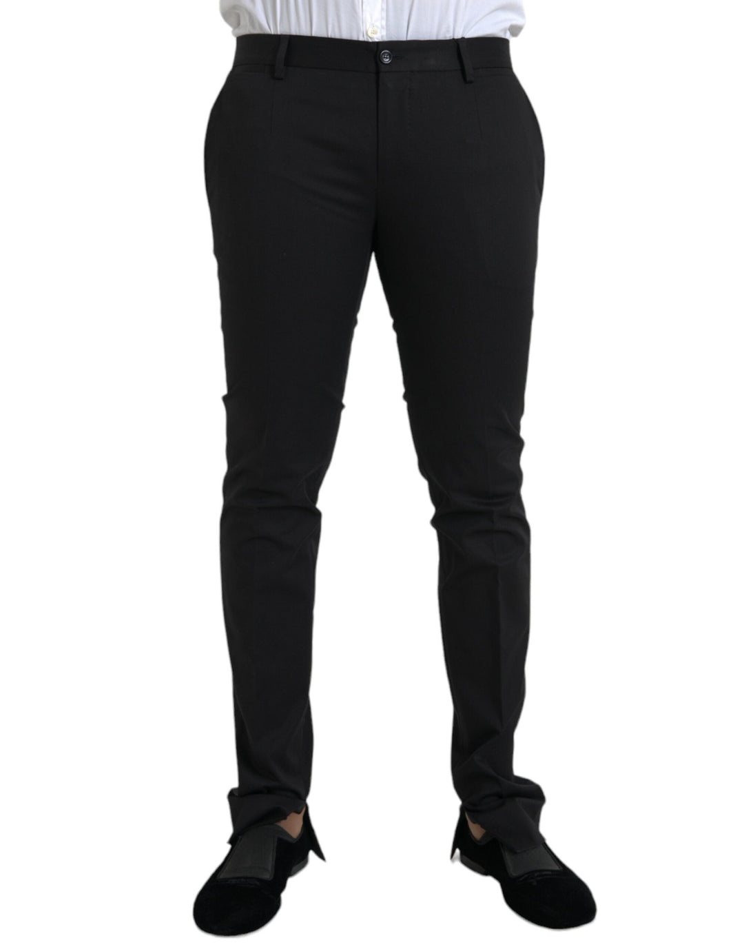 Men’s Dolce & Gabbana Black Cotton Stretch Skinny Dress Pants