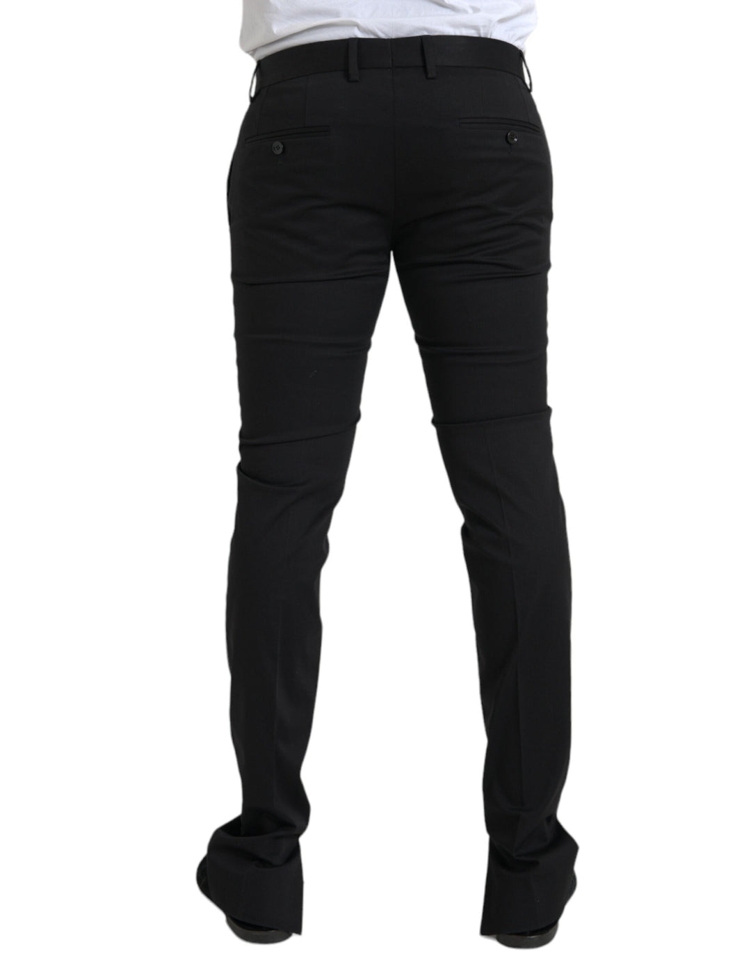 Men’s Dolce &amp; Gabbana Black Cotton Stretch Skinny Dress Pants