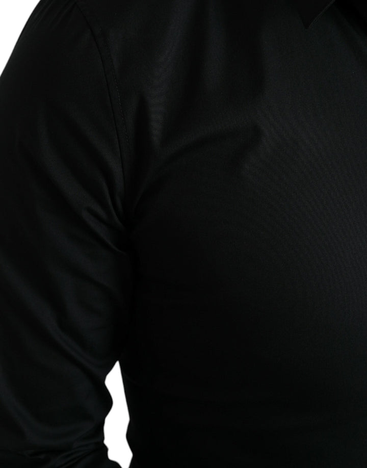 Men’s Dolce &amp; Gabbana Black Cotton Stretch Slim Formal Dress Shirt