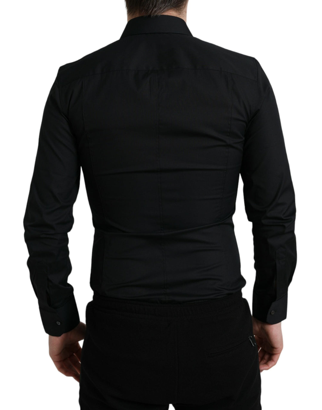 Men’s Dolce &amp; Gabbana Black Cotton Stretch Slim Formal Dress Shirt