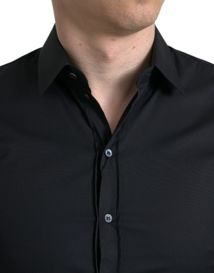 Men’s Dolce &amp; Gabbana Black Cotton Stretch Slim Formal Dress Shirt