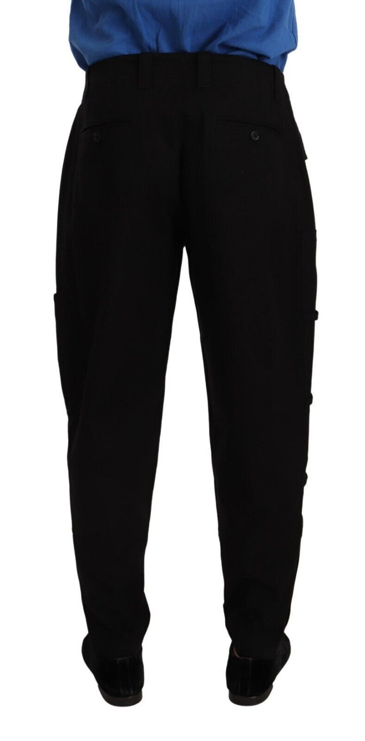 Men’s Dolce &amp; Gabbana Black Cotton Stretch Tapered Cargo Pants