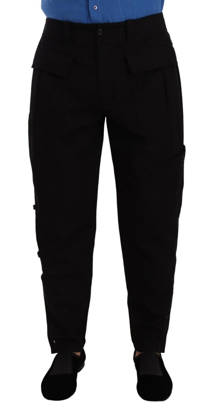 Men’s Dolce &amp; Gabbana Black Cotton Stretch Tapered Cargo Pants