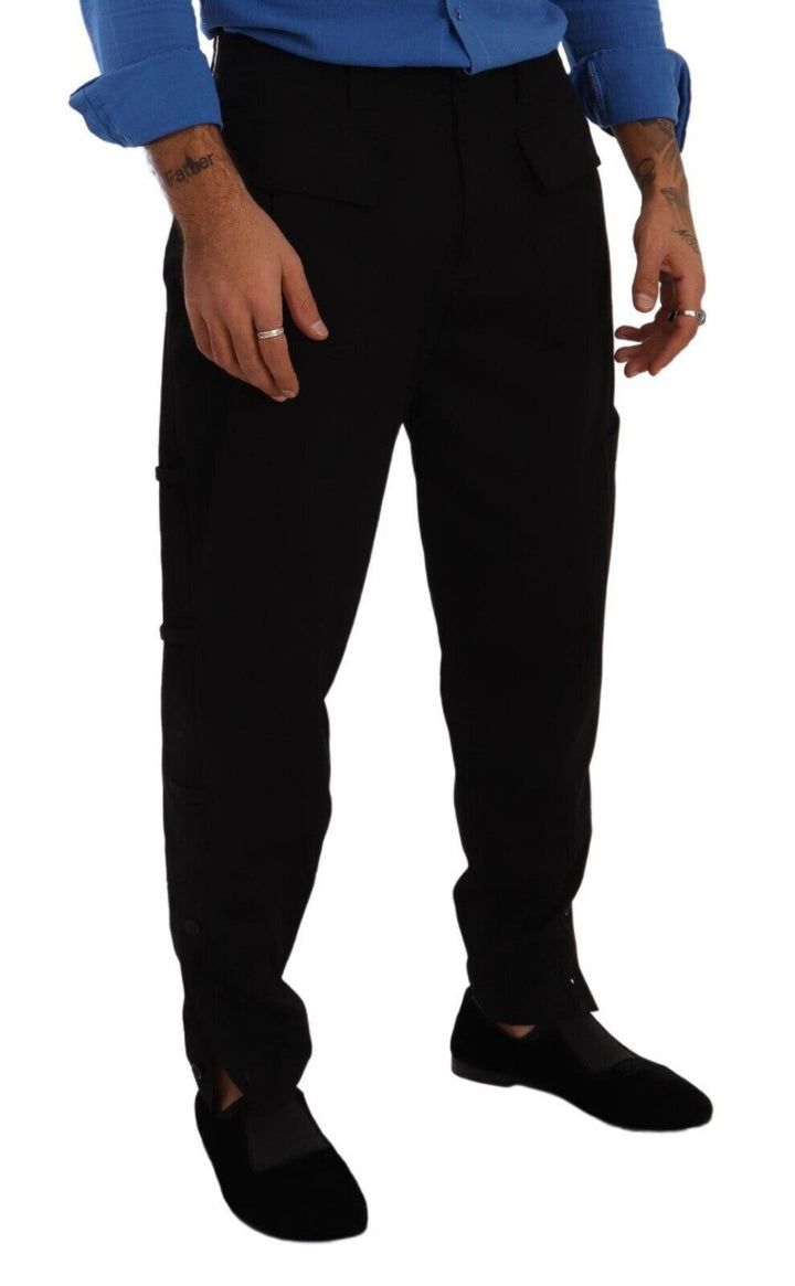 Men’s Dolce &amp; Gabbana Black Cotton Stretch Tapered Cargo Pants