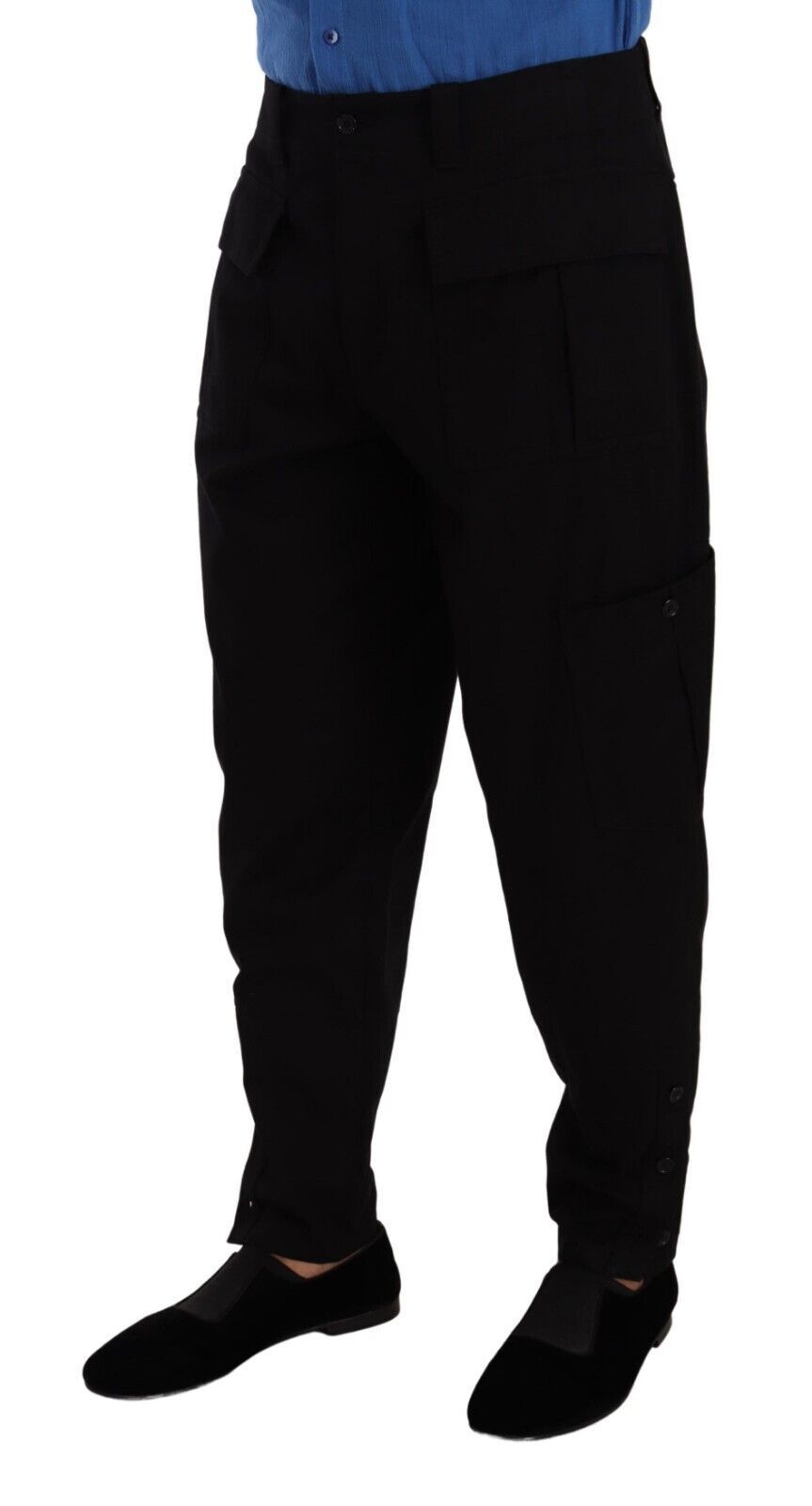 Men’s Dolce &amp; Gabbana Black Cotton Stretch Tapered Cargo Pants
