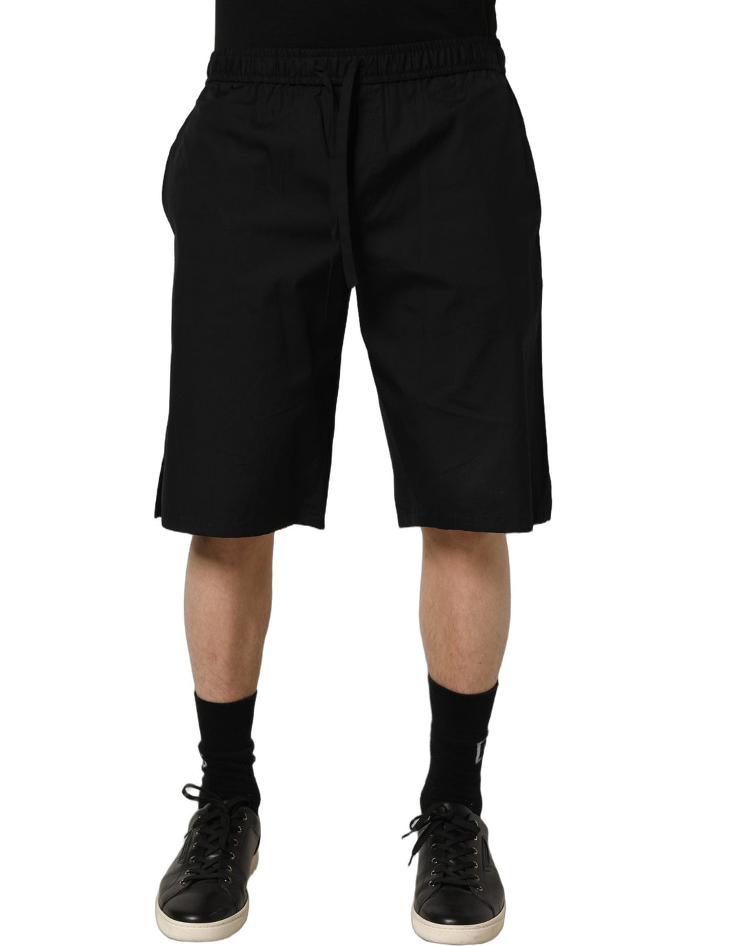 Men’s Dolce &amp; Gabbana Black Cotton Sweatshorts Men Bermuda Shorts