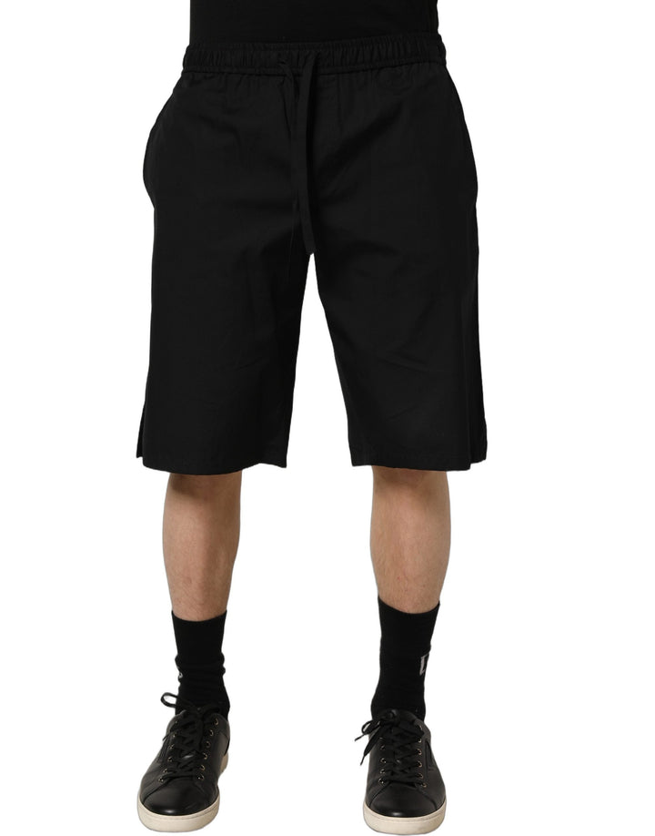 Men’s Dolce &amp; Gabbana Black Cotton Sweatshorts Men Bermuda Shorts