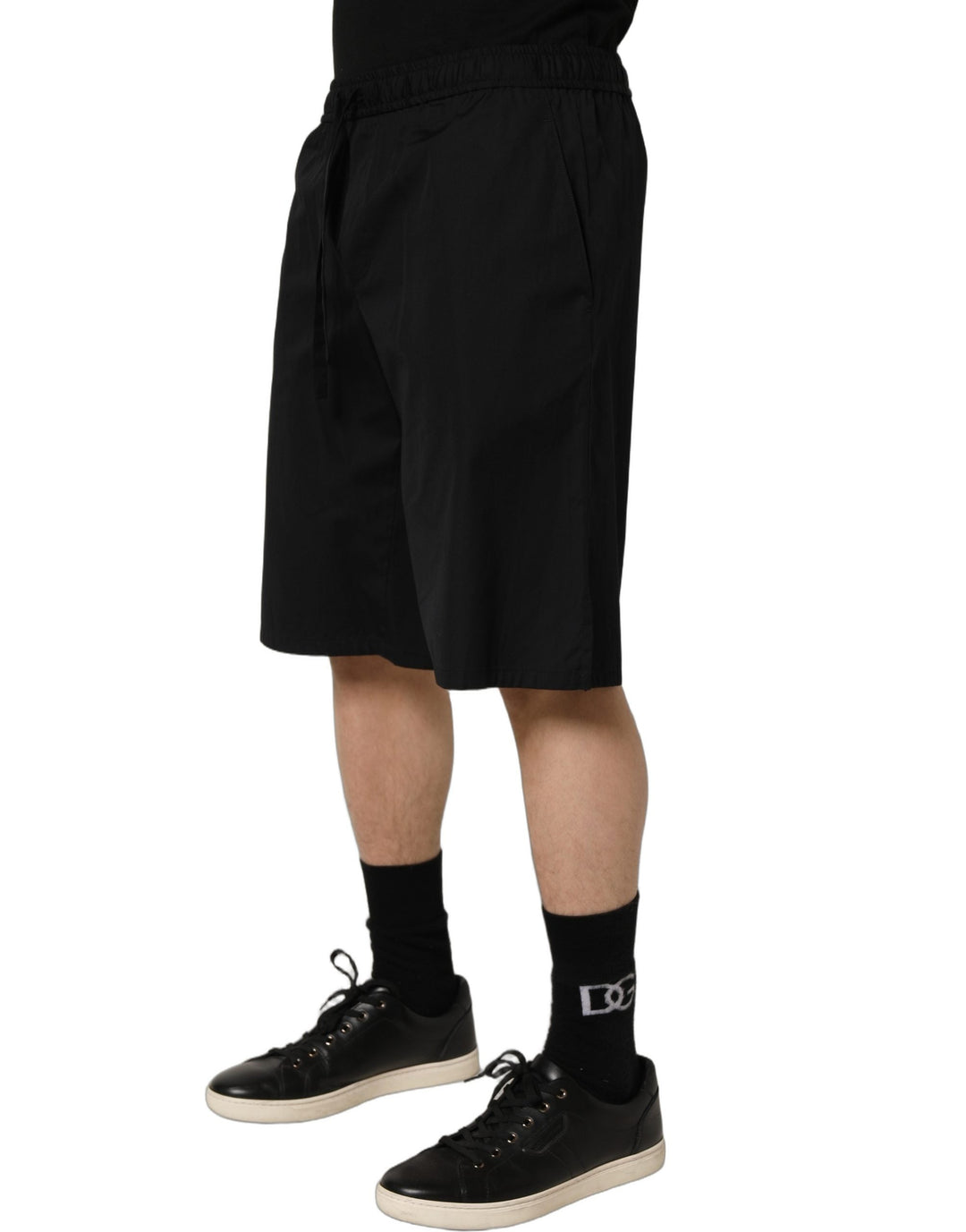 Men’s Dolce &amp; Gabbana Black Cotton Sweatshorts Men Bermuda Shorts