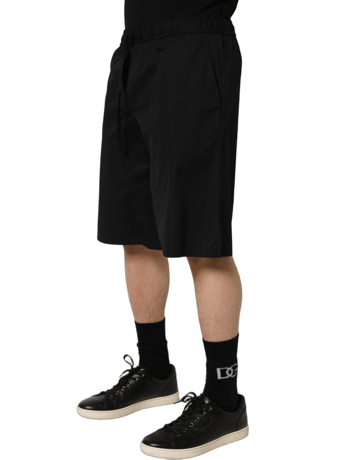 Men’s Dolce &amp; Gabbana Black Cotton Sweatshorts Men Bermuda Shorts