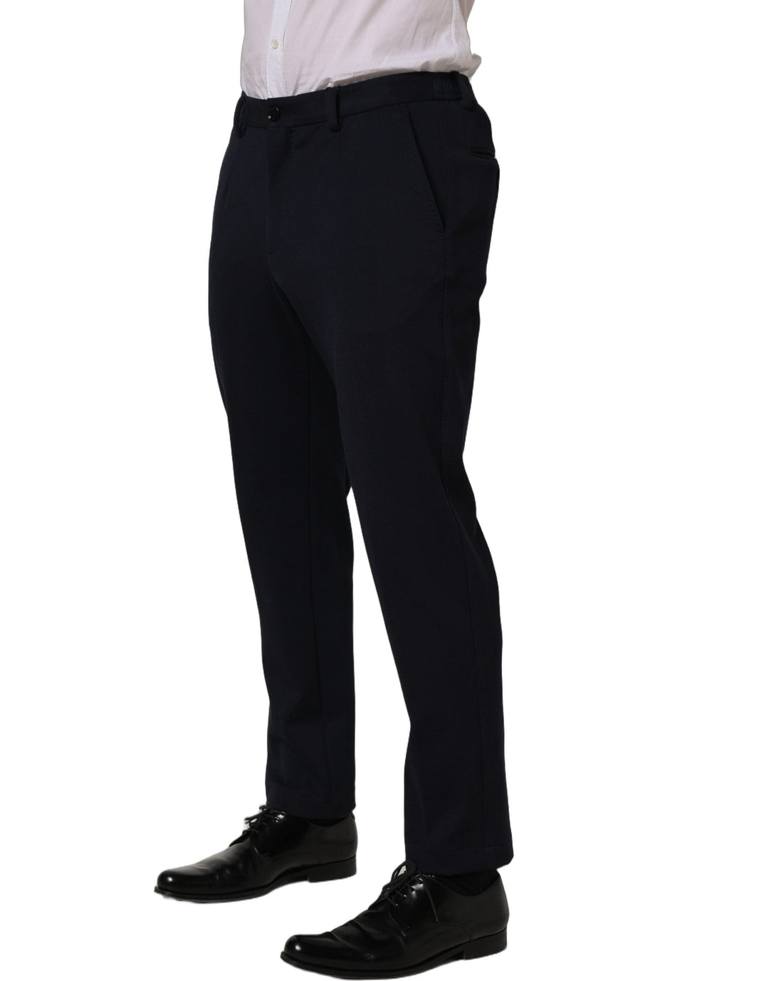 Men’s Dolce &amp; Gabbana Black Cotton Tapered Leg Dress Trouser Pants