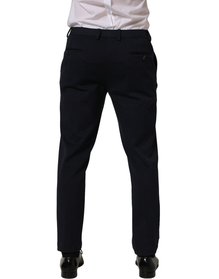 Men’s Dolce &amp; Gabbana Black Cotton Tapered Leg Dress Trouser Pants