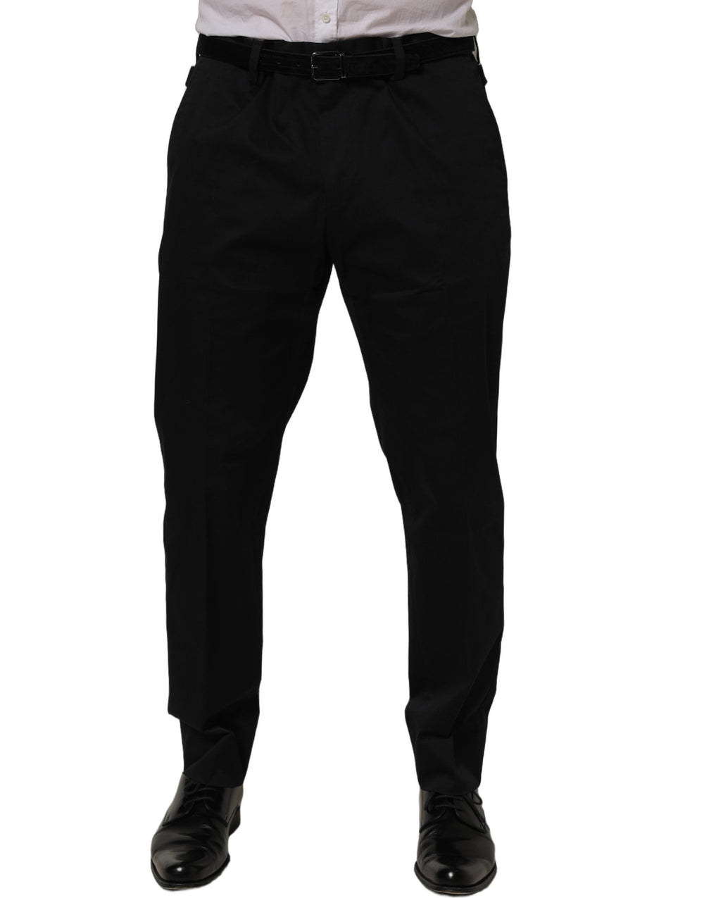 Men’s Dolce & Gabbana Black Cotton Tapered Leg Dress Trouser Pants