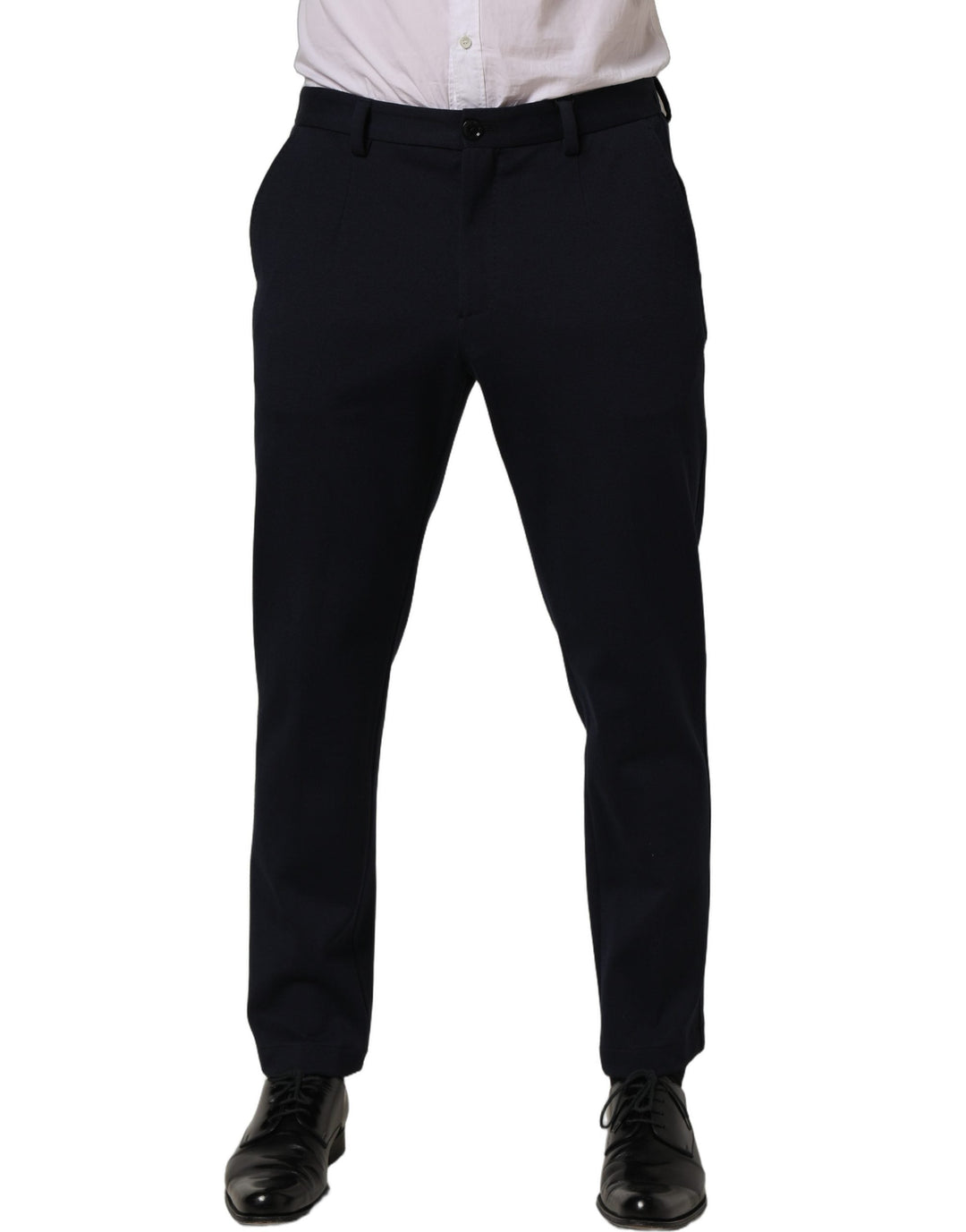 Men’s Dolce &amp; Gabbana Black Cotton Tapered Leg Dress Trouser Pants