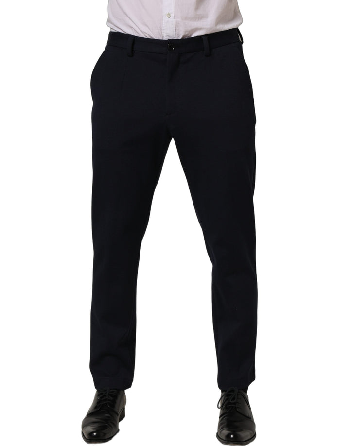 Men’s Dolce &amp; Gabbana Black Cotton Tapered Leg Dress Trouser Pants