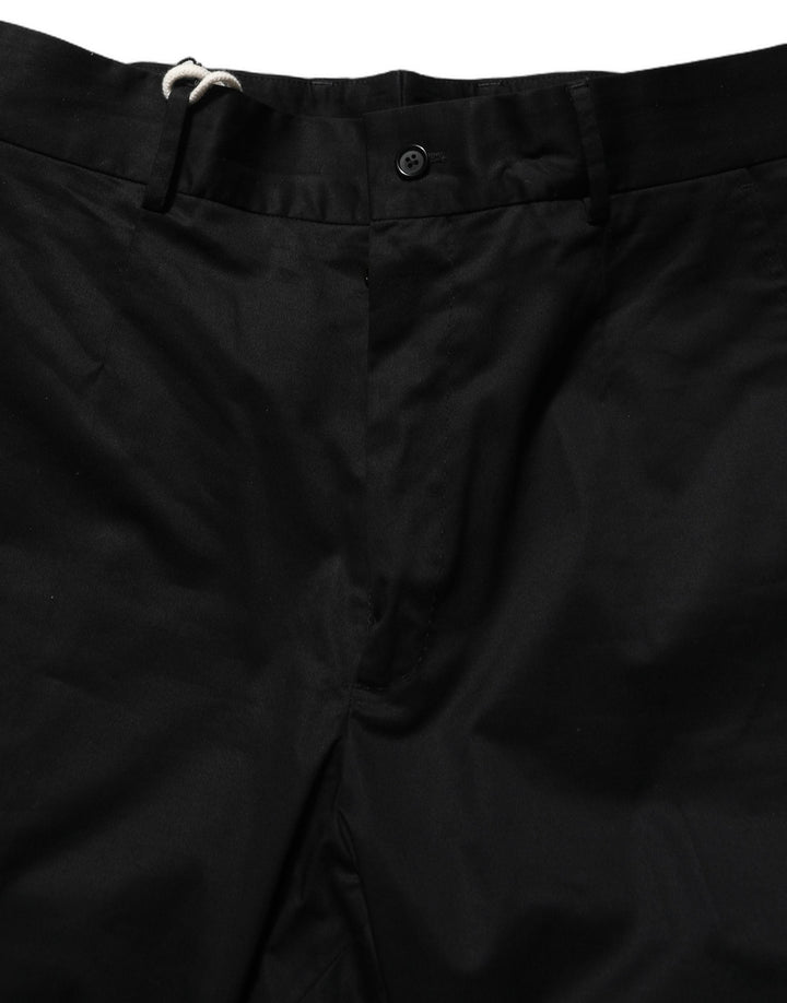 Men’s Dolce &amp; Gabbana Black Cotton Tapered Leg Dress Trouser Pants