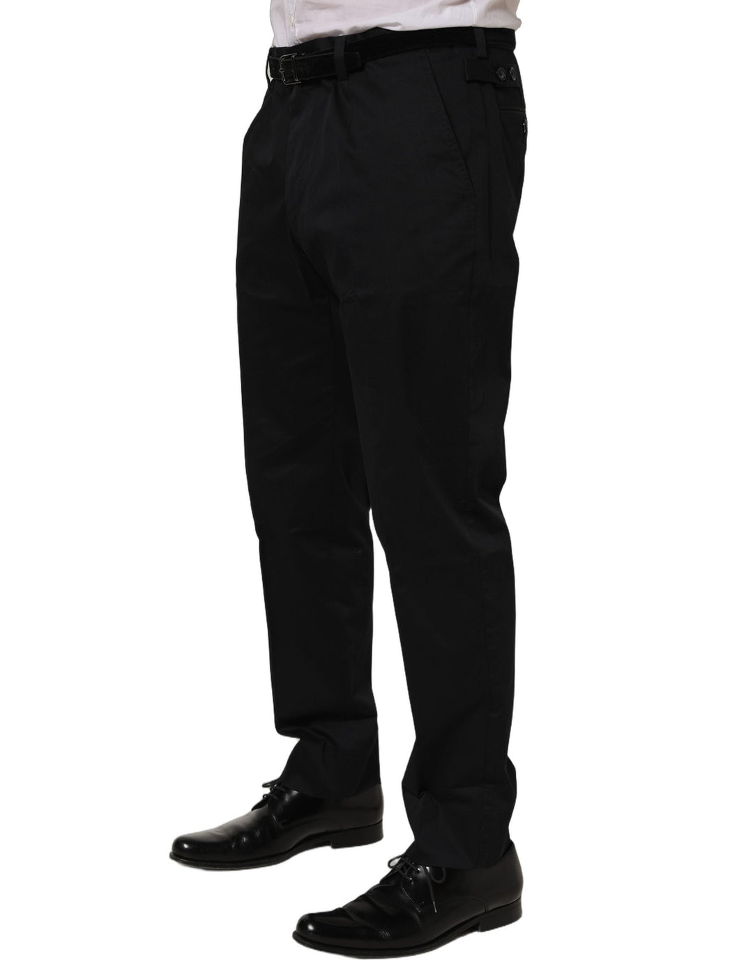 Men’s Dolce &amp; Gabbana Black Cotton Tapered Leg Dress Trouser Pants
