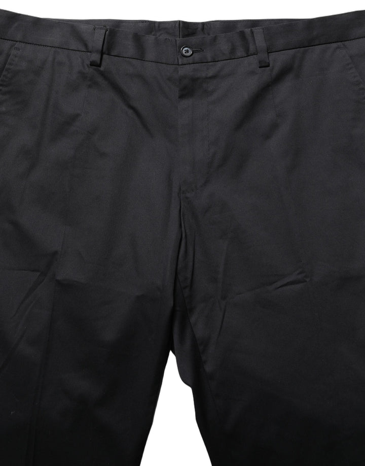 Men’s Dolce &amp; Gabbana Black Cotton Tapered Leg Dress Trouser Pants