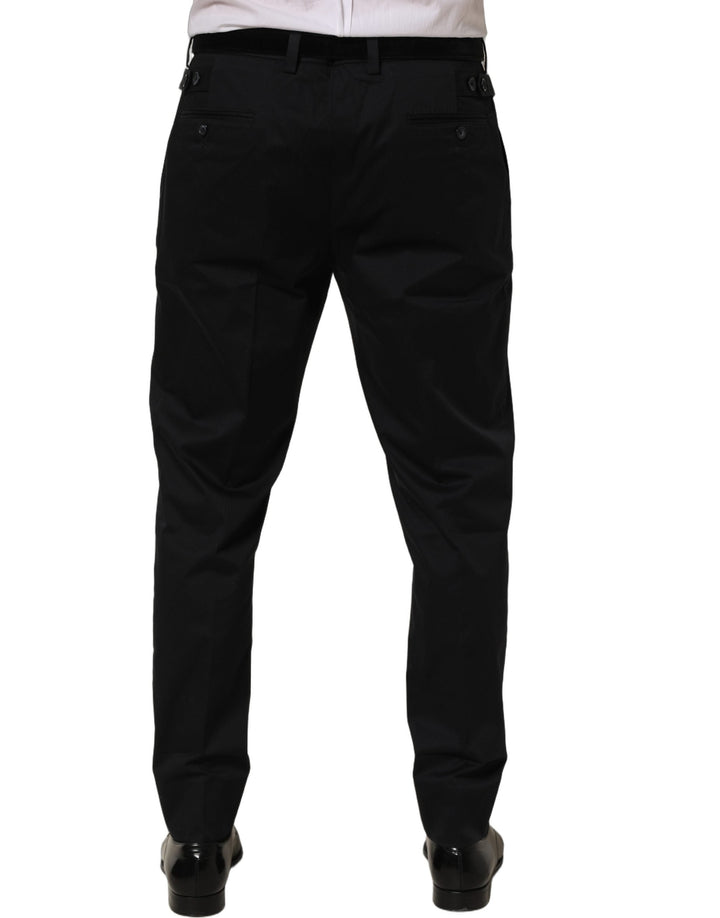 Men’s Dolce &amp; Gabbana Black Cotton Tapered Leg Dress Trouser Pants