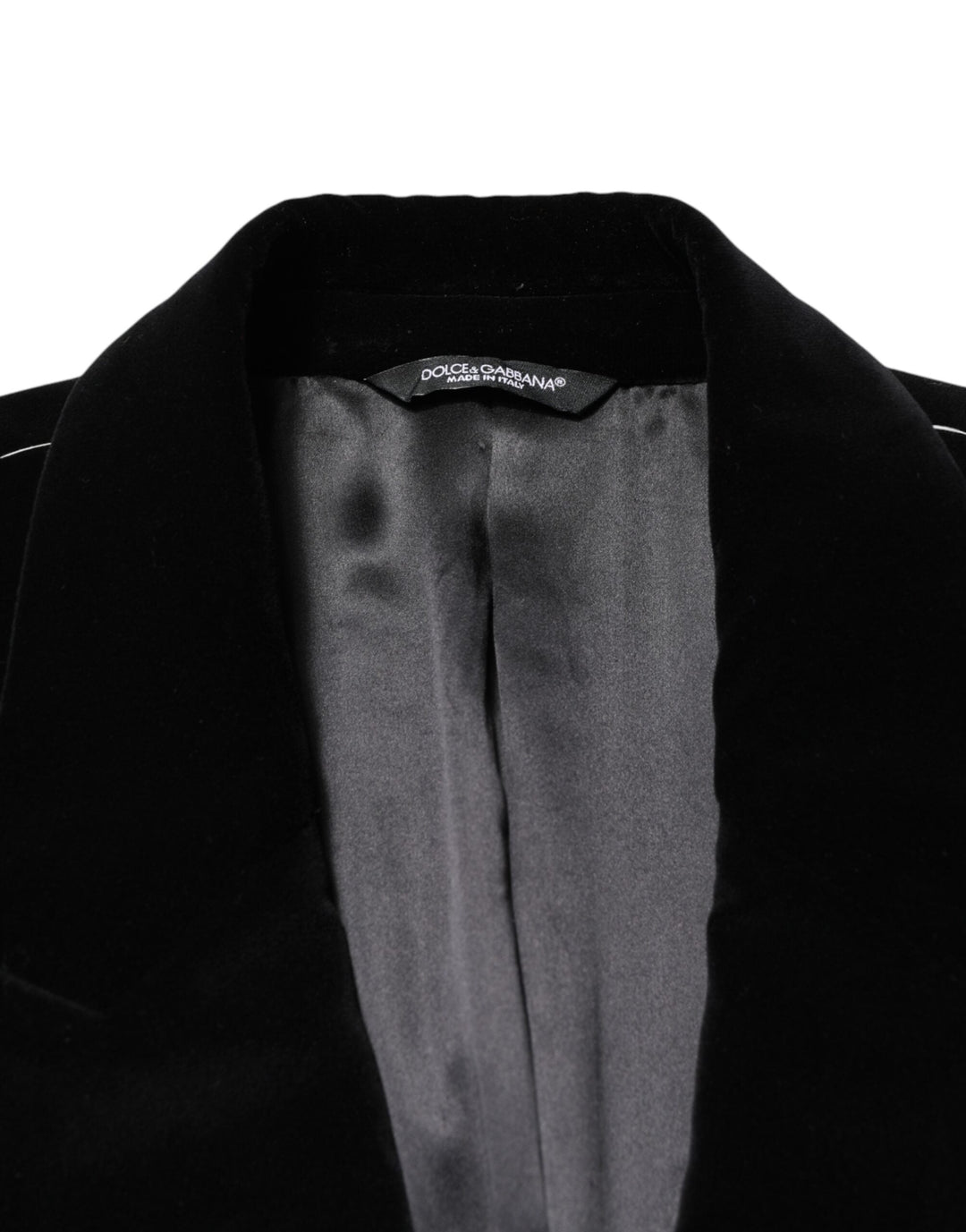 Men’s Dolce &amp; Gabbana Black Cotton Velvet Long Trench Coat Jacket