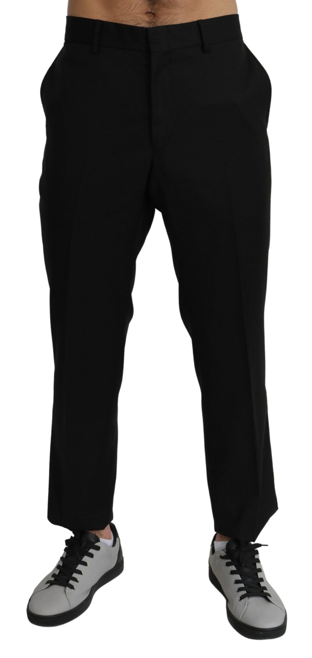 Men’s Dolce &amp; Gabbana Black Cotton Wool Formal Dress Pants