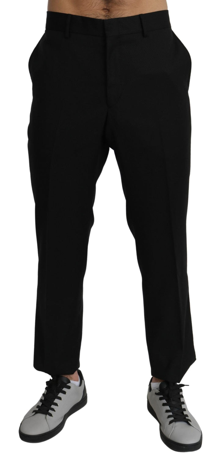 Men’s Dolce &amp; Gabbana Black Cotton Wool Formal Dress Pants