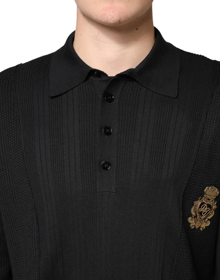 Men’s Dolce &amp; Gabbana Black Crest Long Sleeve Men Pullover Sweater