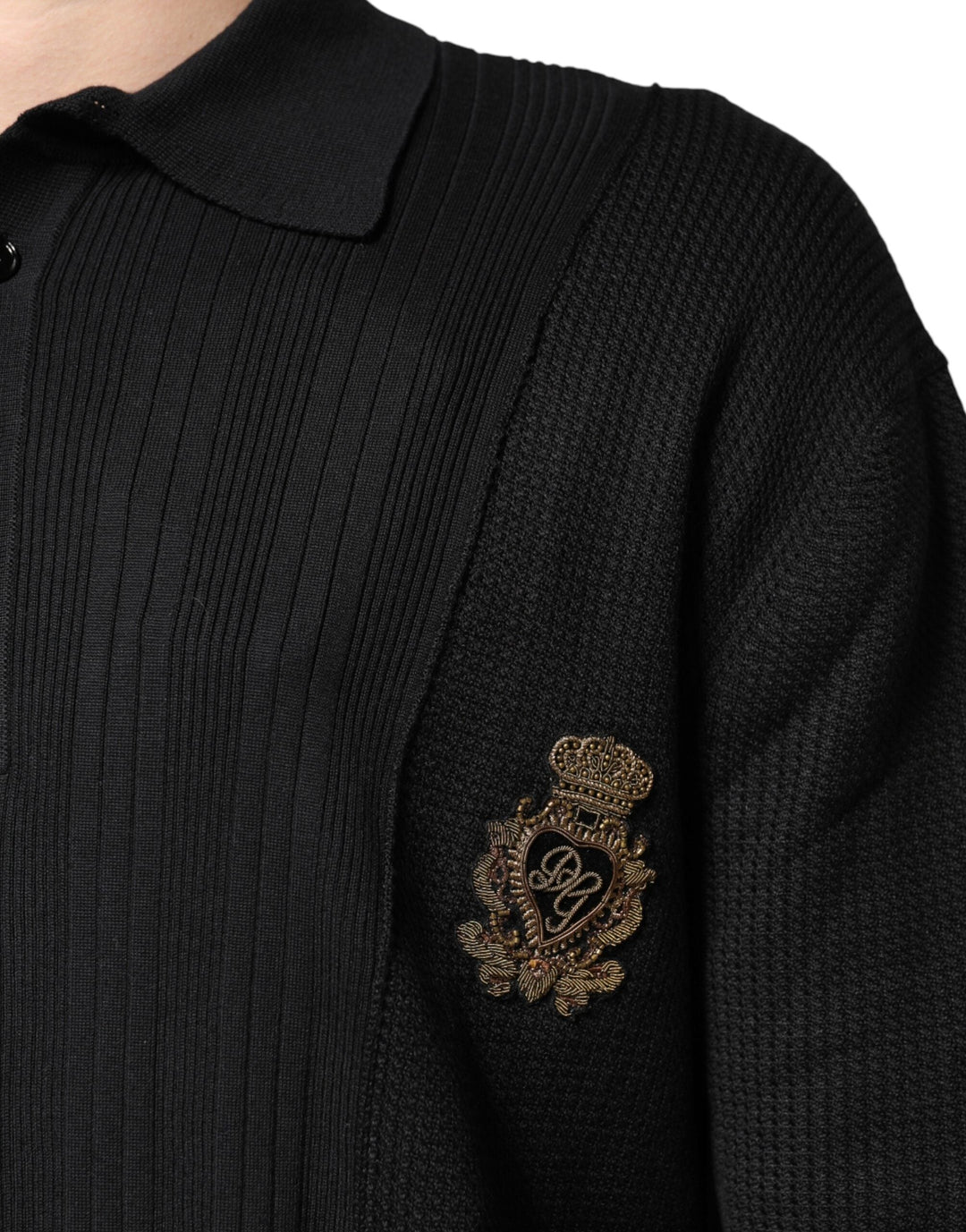 Men’s Dolce &amp; Gabbana Black Crest Long Sleeve Men Pullover Sweater