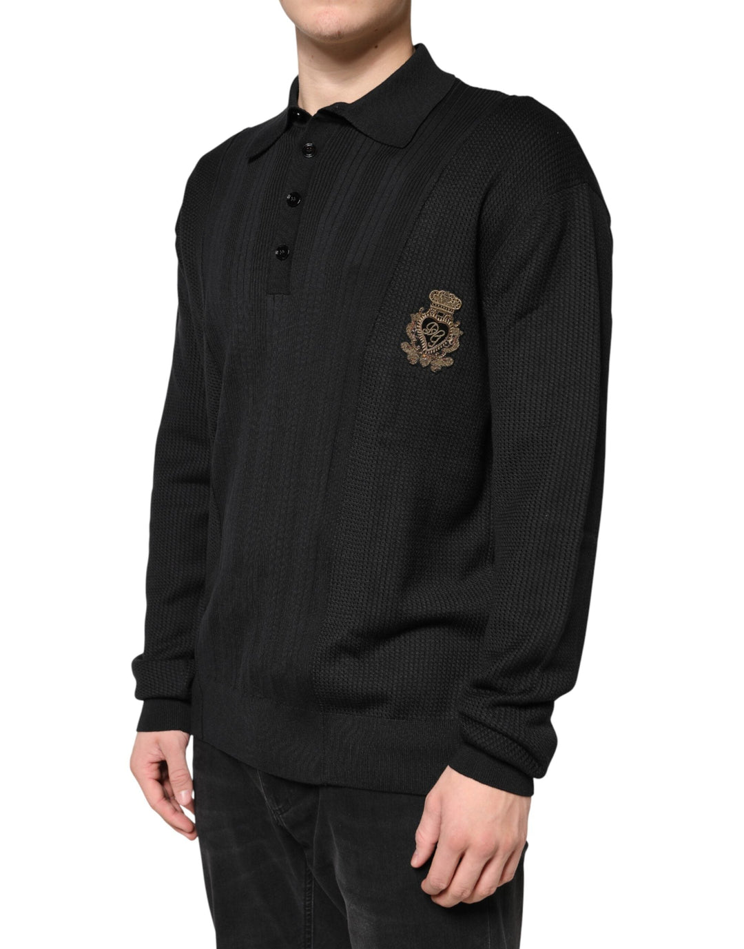Men’s Dolce &amp; Gabbana Black Crest Long Sleeve Men Pullover Sweater