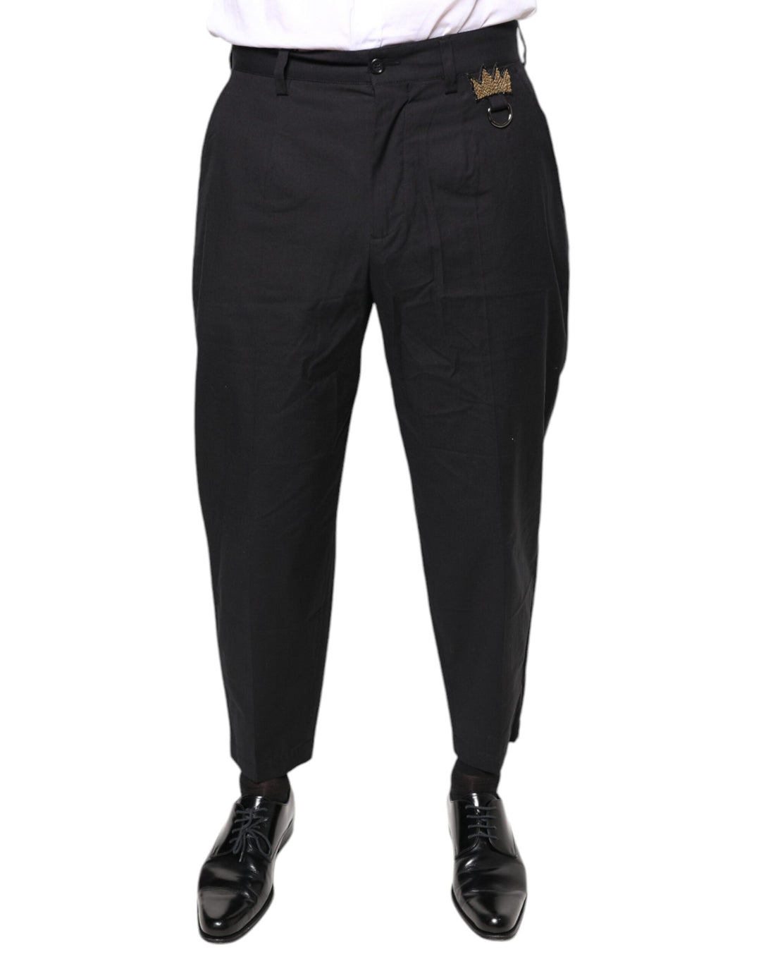 Men’s Dolce &amp; Gabbana Black Crown Cotton Dress Pants