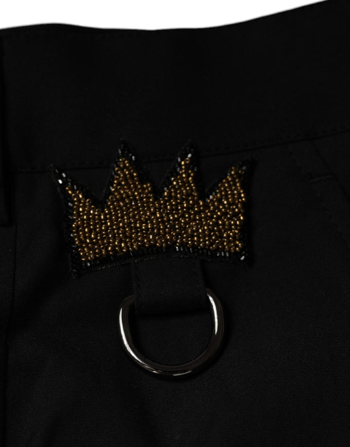 Men’s Dolce &amp; Gabbana Black Crown Cotton Dress Pants