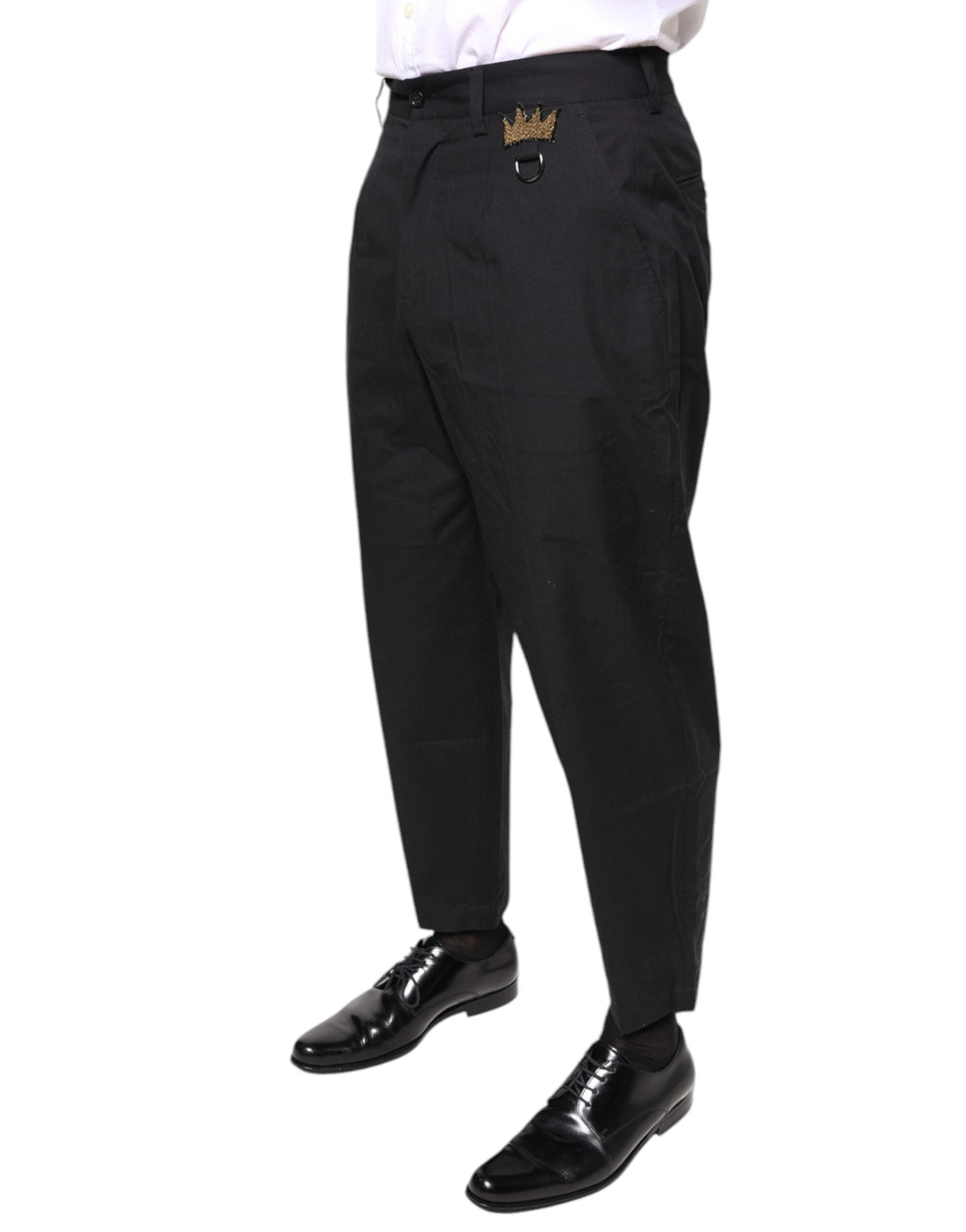 Men’s Dolce &amp; Gabbana Black Crown Cotton Dress Pants