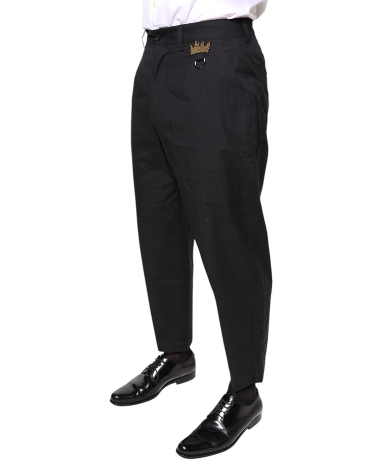 Men’s Dolce &amp; Gabbana Black Crown Cotton Dress Pants