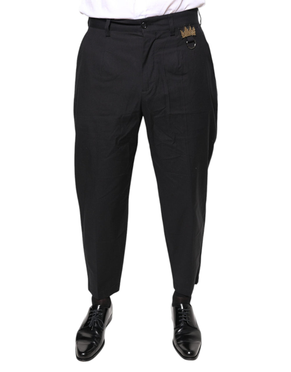 Men’s Dolce & Gabbana Black Crown Cotton Dress Pants