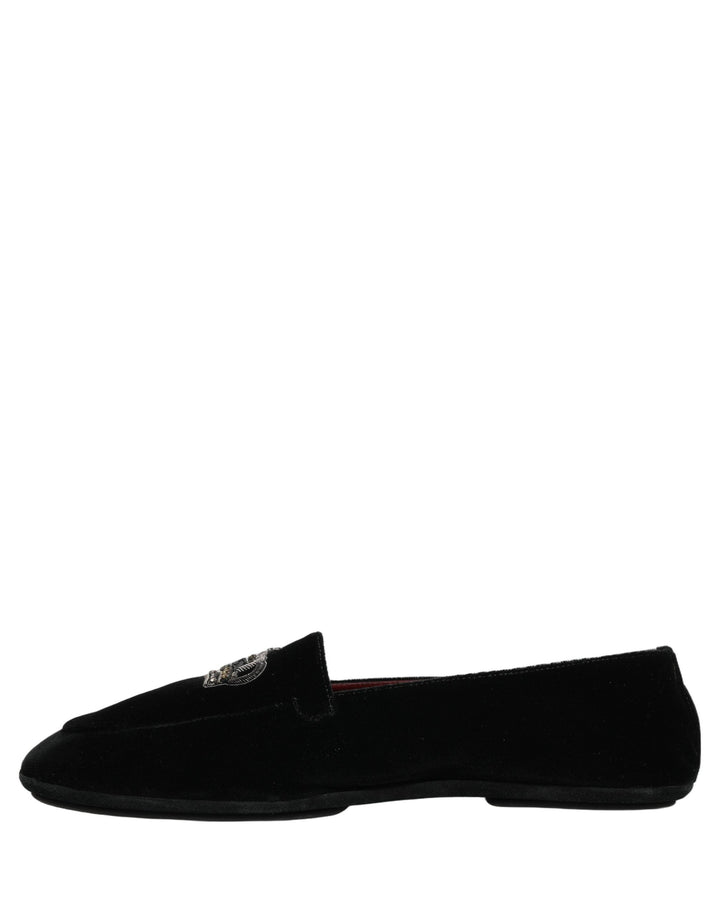 Men’s Dolce &amp; Gabbana Black Crown Embellished Dress Loafers Shoes