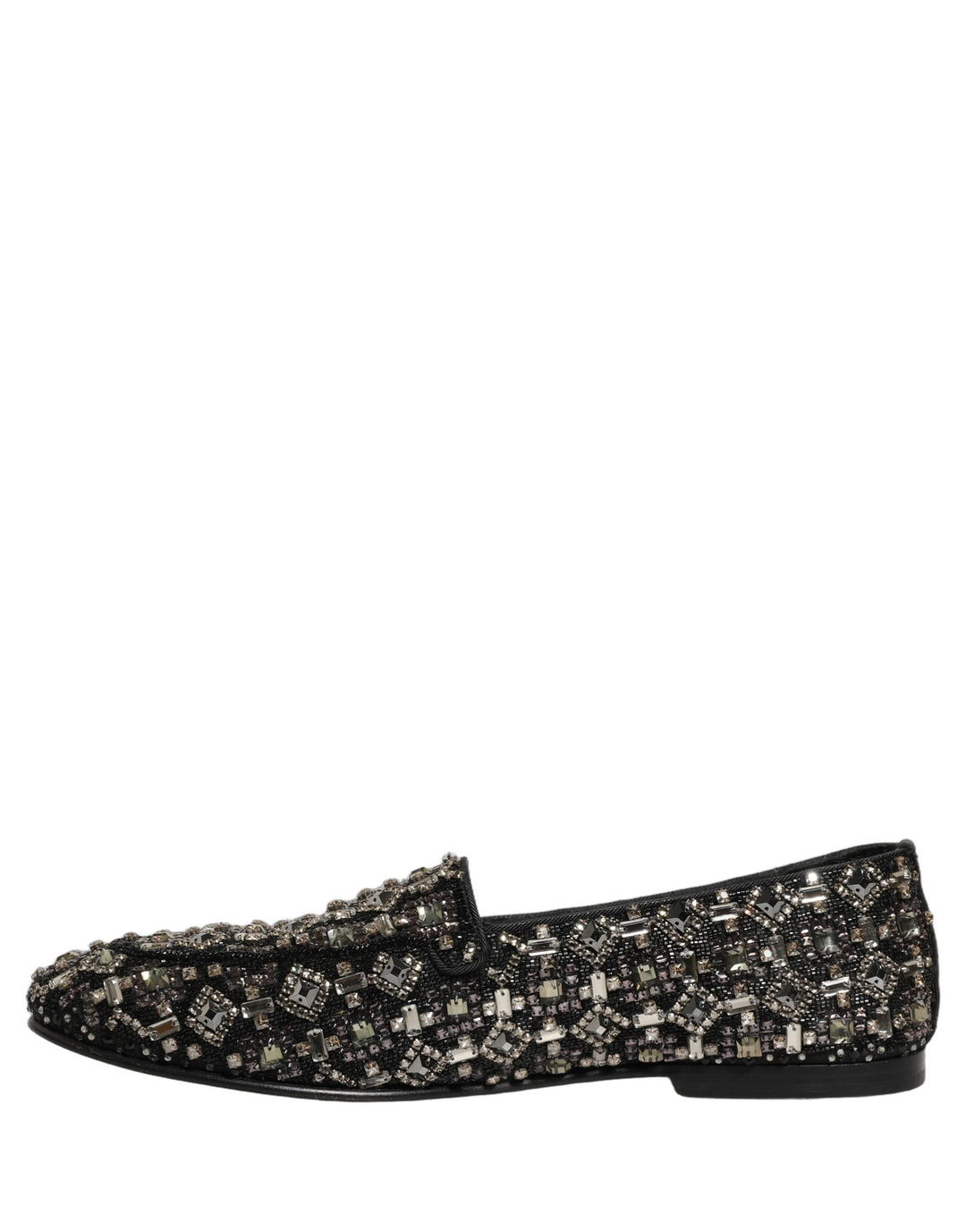 Men’s Dolce &amp; Gabbana Black Crystal Embellished Dress Loafers Shoes