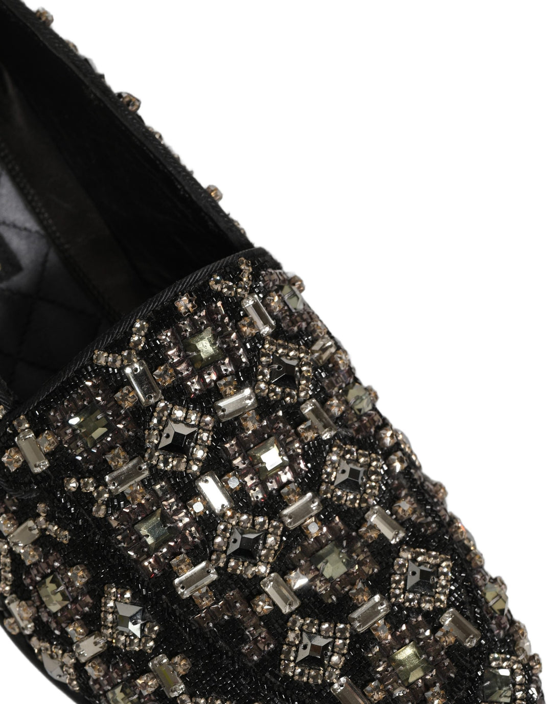 Men’s Dolce &amp; Gabbana Black Crystal Embellished Dress Loafers Shoes