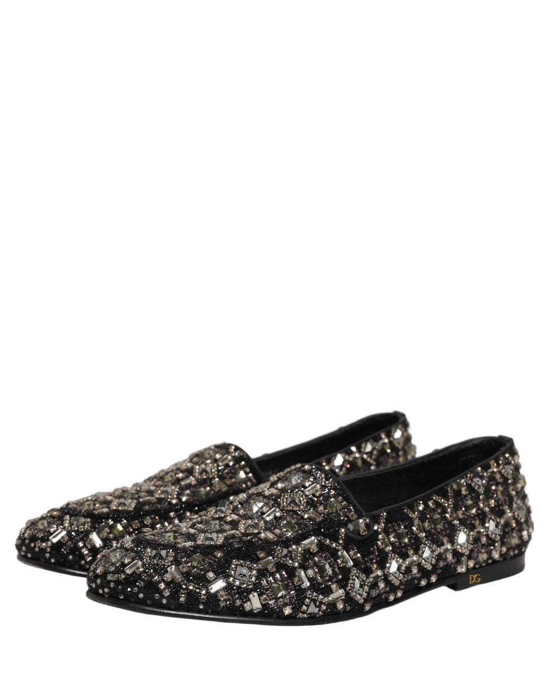 Men’s Dolce &amp; Gabbana Black Crystal Embellished Dress Loafers Shoes