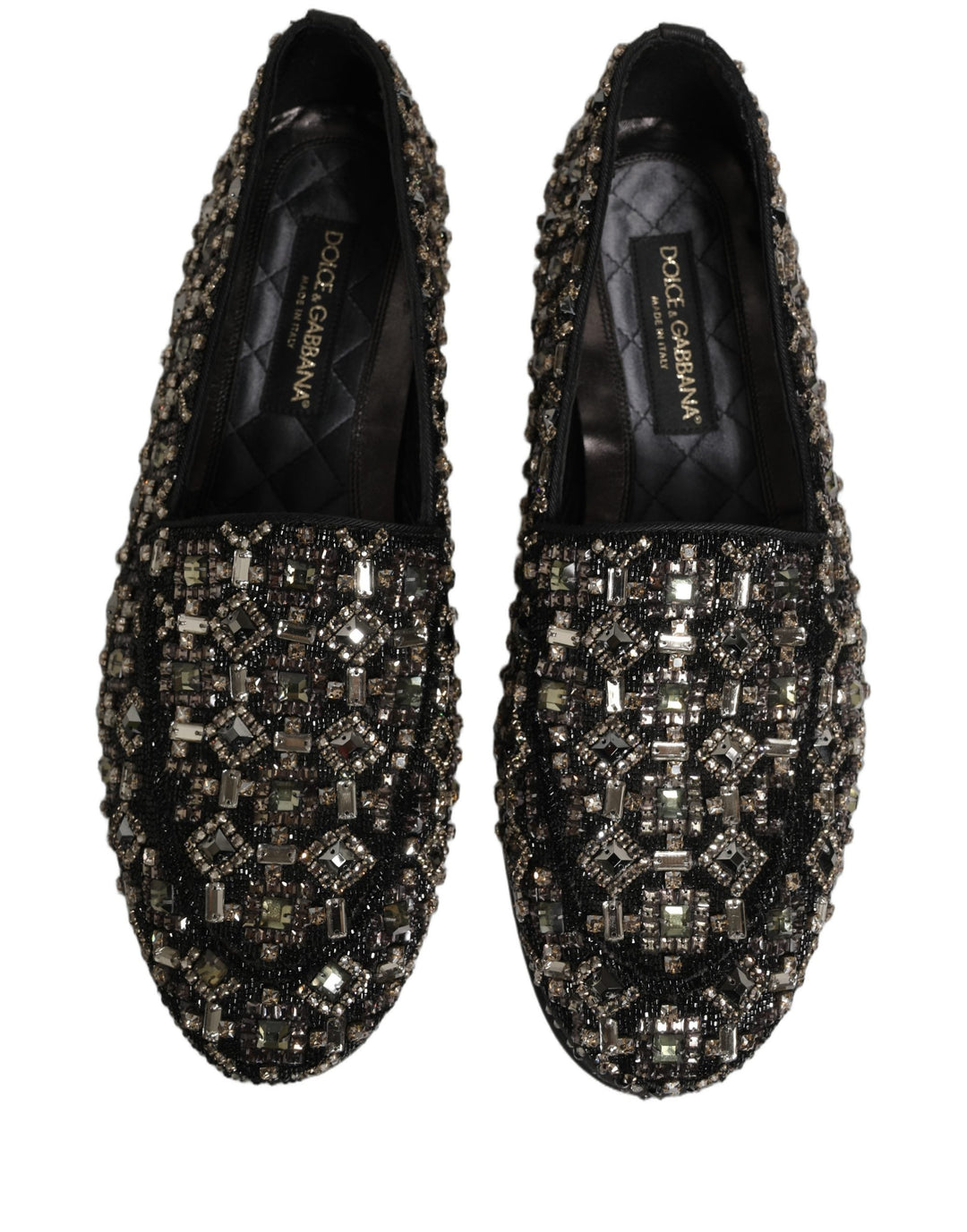 Men’s Dolce &amp; Gabbana Black Crystal Embellished Dress Loafers Shoes