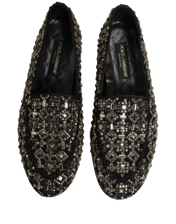 Men’s Dolce &amp; Gabbana Black Crystal Embellished Dress Loafers Shoes